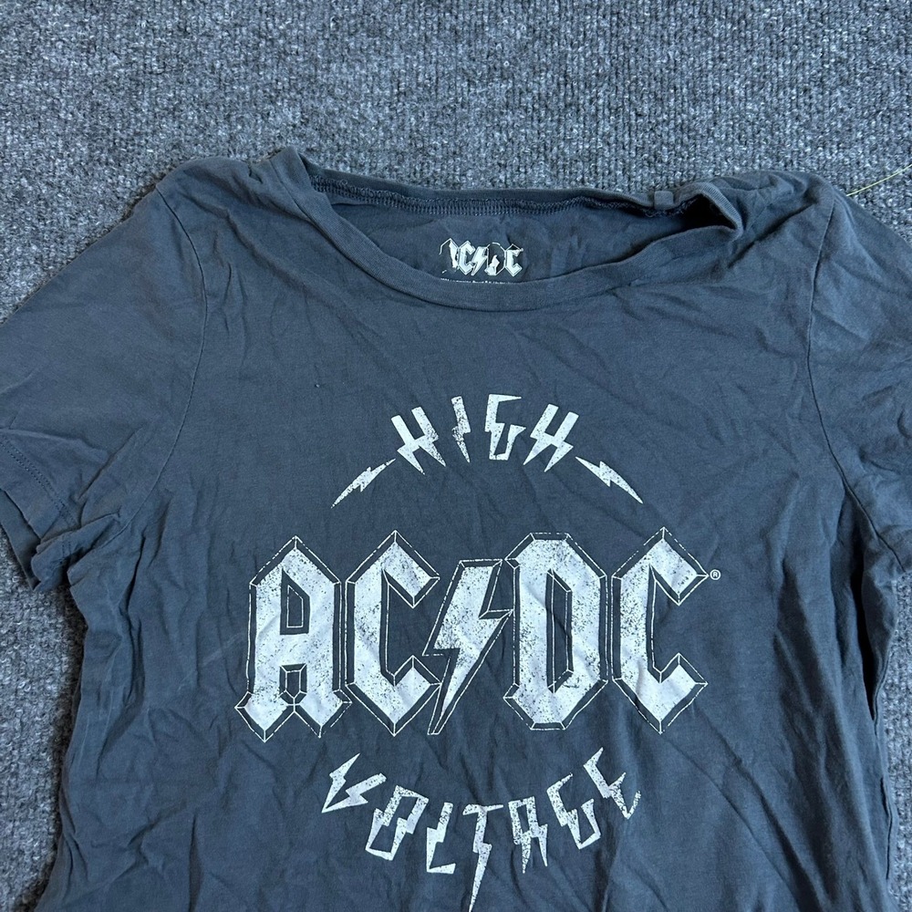 AC/DC T-Shirt Womens Size M Charcoal Gray High Voltage Graphic Rock Band Tee
